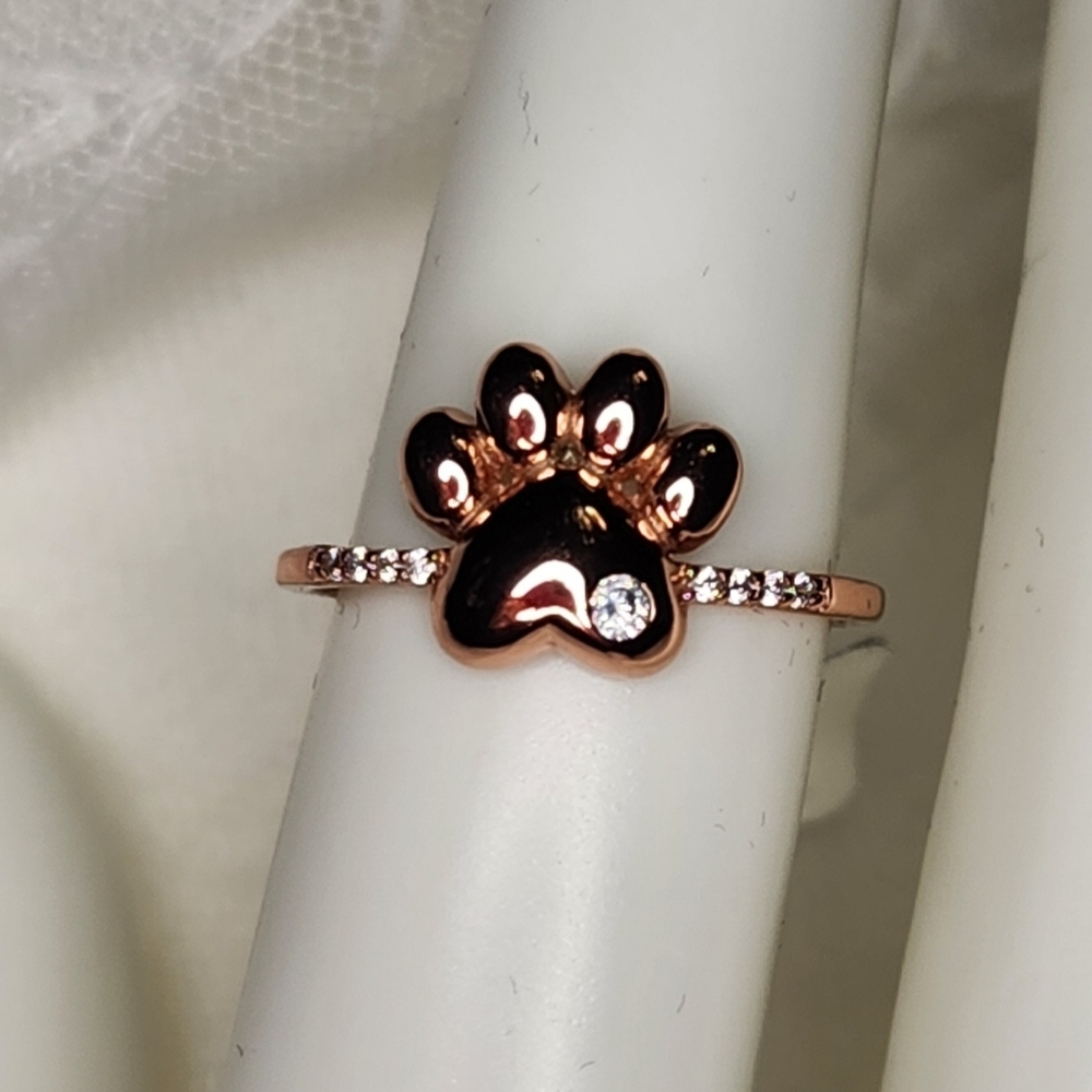 Sz.6 Paw Ring S925 🐾 Rose Gold Tone Sterling